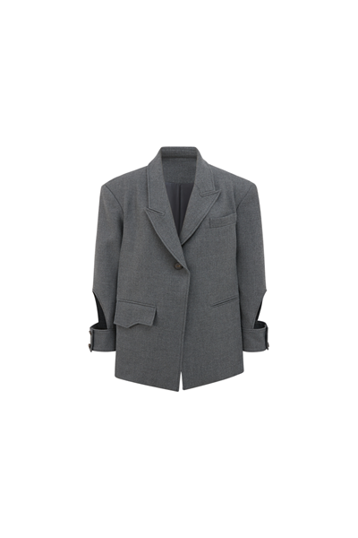 Wool coarse twill short jacket